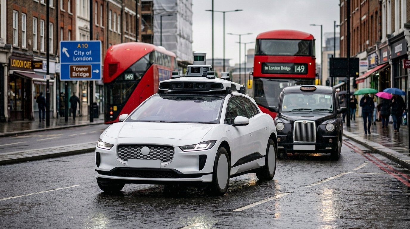 Self-driving car with LiDAR sensors driving in London 2026